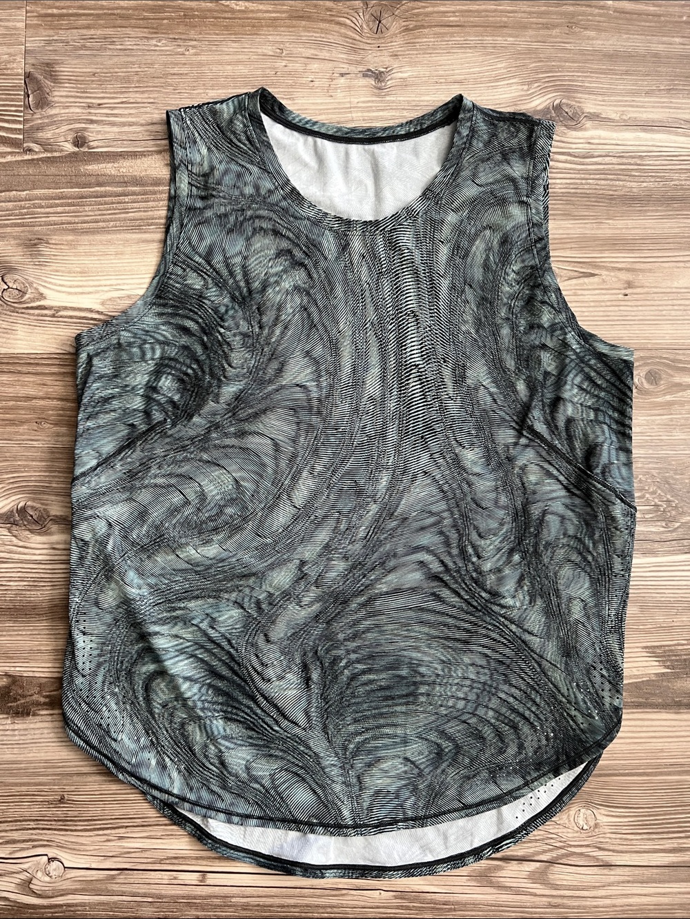 Lululemon High Neck Split Hem Run Tank Dimensional Icing Blue Multi Size 12